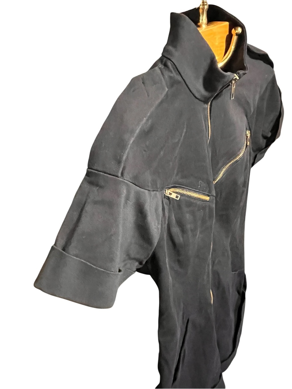 Esther Perbandt Marfa Overalls Black Zip-Front Short Sleeve Romper 36 - Picture 6 of 16